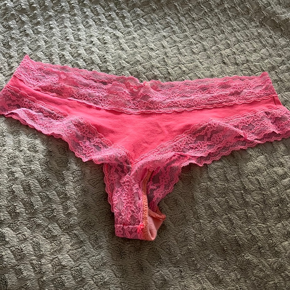 Victoria’s Secret Coral with Lace Trim Cheeky Panty - Small